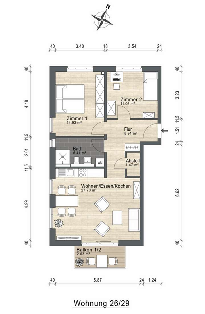 Grundriss Wohnung 26/29