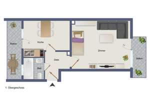 1-Zimmer-Wohnung in begehrter Lage    – 64283 Mitte, Darmstadt – Vorschaubild 2