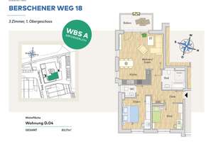 Schöne 3-Zimmerwohnung im 1. OG mit Balkon in ruhiger Lage (nur mit Wohnungsberechtigungsschein-A) – Berschener Weg 18, 45219 Kettwig, Essen – Vorschaubild 5