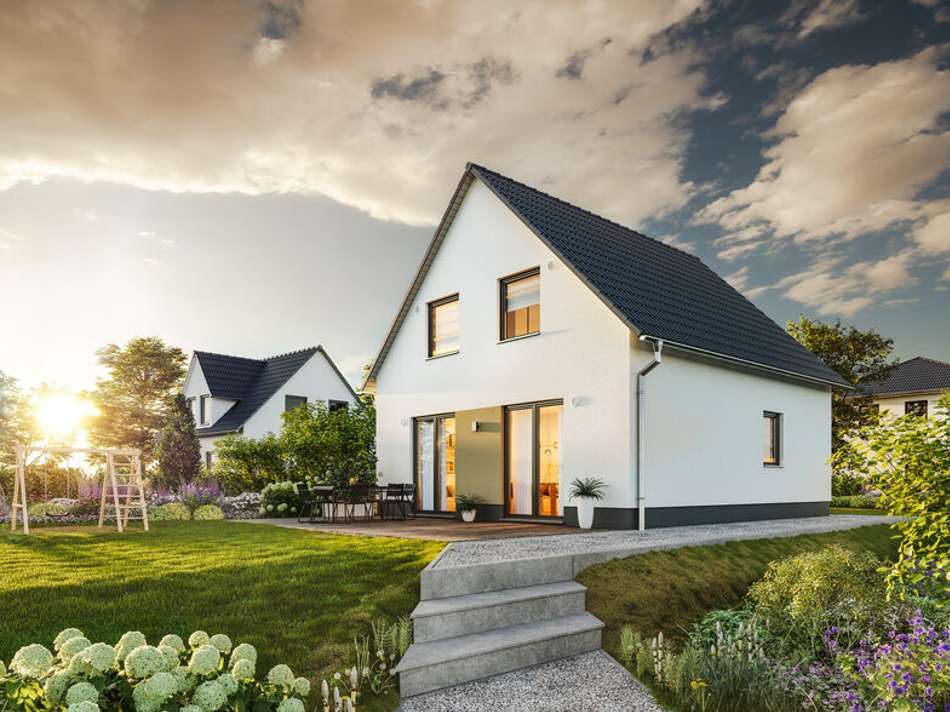 Gartenansicht Sonnenuntergang