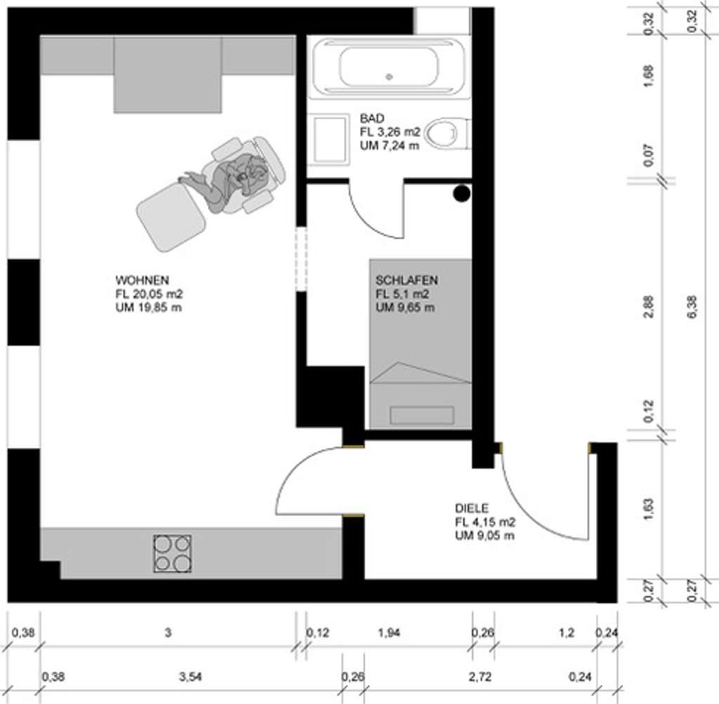 1,5-Zimmer Wohnung im 2. OG in Frankfurt Nordend-Ost