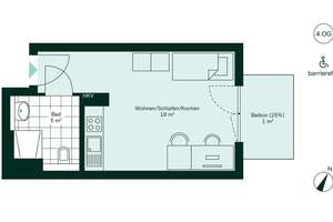 Barrierefreies und kompaktes Mini-Apartment mit Balkon – Roermonder Straße 76, 52072 Ponttor, Aachen – Vorschaubild 4