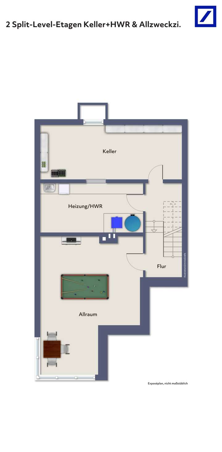 2-Split-Level-Etagen Keller + 