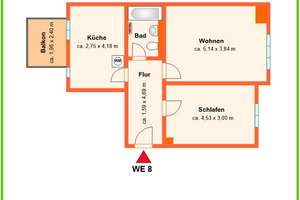 Schöne große Räume + Balkon + modernes Wannenbad – Klarastraße 44, 9131 Hilbersdorf, Chemnitz – Vorschaubild 5