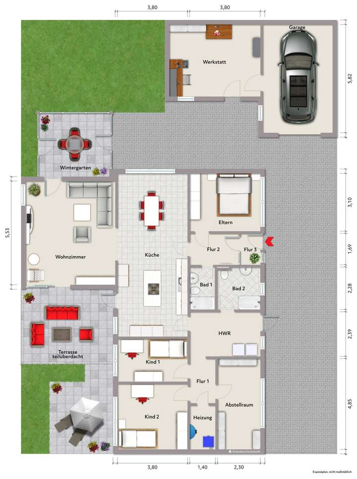 Grundriss Erdgeschoss (nicht m