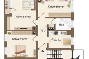 Helle 3-Raum-Whg. mit Tageslichtbad und Balkon in direkter Uni-Nähe - !! WG geeignet !! – Vettersstraße 47, 9126 Bernsdorf, Chemnitz – Vorschaubild 2