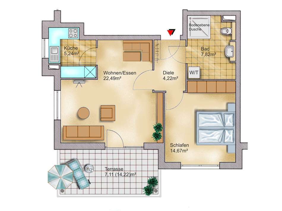 Wohnzimmer zur Terrasse