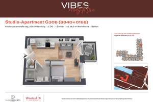 Hochwertig möbliertes Studio mit Balkon - Wentzel Dr. – Kirchenpauerstraße 15g, 20457 HafenCity, Hamburg – Vorschaubild 12