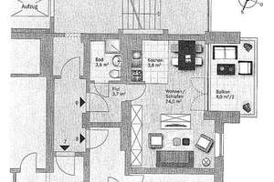 * moderne 1-Zimmer-Wohnung mit großem Balkon im Stadtzentrum * – Die vollständige Adresse der Immobilie erhältst du vom Anbieter., 1067 Wilsdruffer Vorstadt/Seevorstadt-West, Dresden – Vorschaubild 3