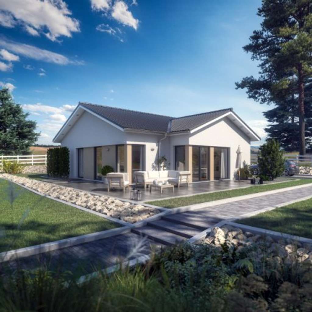 Immobilie in Breidenbach - Bungalow AMBIENCE 88 - Technikfertig mit Wärmepumpe. Grundstück im Preis inbegriffen - Bild 0