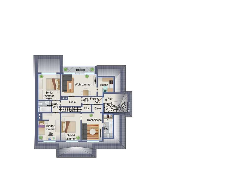 Grundriss visualisiert DG