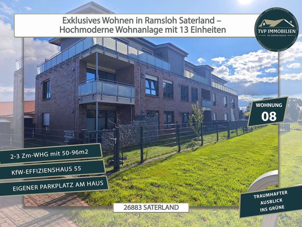 Immobilie in Saterland - 🏡 Kapitalanlage o. Eigenheim? Exklusive 2 Zi.-Whg. in moderner Wohnanlage + Top-Ausstattung (WH8) - Bild 0