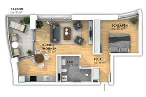 Moderne 2-Zimmer-Wohnung mit Weserblick – Kommodore-Johnsen-Boulevard 40, 28217 Überseestadt, Bremen – Vorschaubild 8
