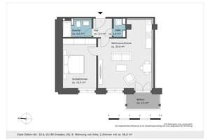 Neubau! Gemütliche 2-Raumwohnung mit Balkon! – Clara-Zetkin-Str. 33b, 1159 Löbtau-Süd, Dresden – Vorschaubild 2