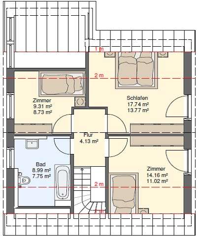 Grundrissbeispiel Obergeschoss