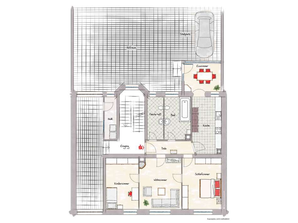 Wohnzimmer mit Blick zum Eckka