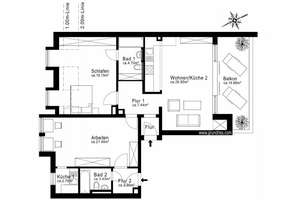 AIGNER - Hochwertig ausgestattete 3-Zimmer-Wohnung mit zwei Bädern und Südterrasse – Die vollständige Adresse der Immobilie erhältst du vom Anbieter., 80799 Universität, München – Vorschaubild 10
