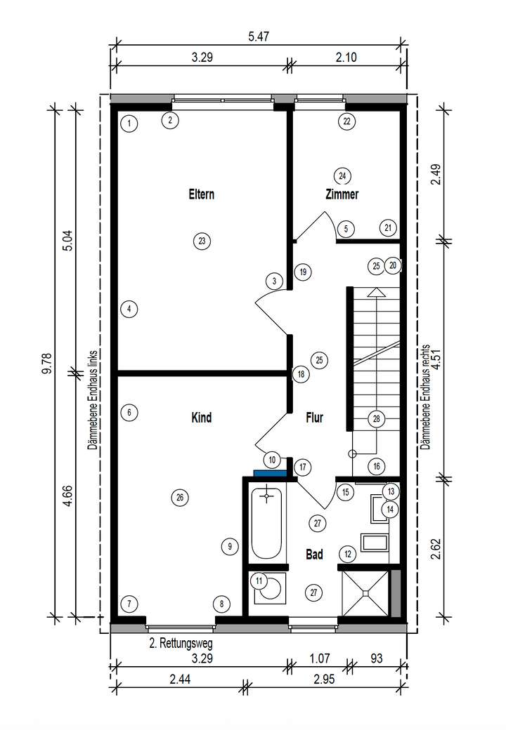 Grundriss Obergeschoss Maße