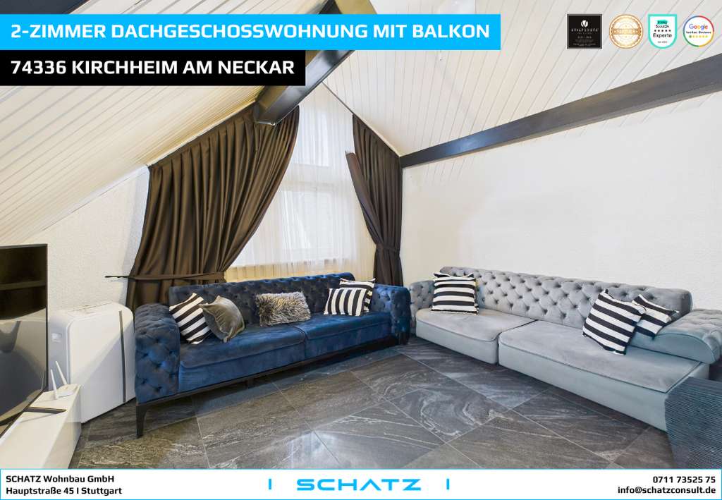 Immobilie in Kirchheim am Neckar - 2-Zimmer Dachgeschosswohnung mit Balkon - Bild 0