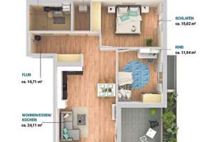 Geförderte 3-Zimmer-Wohnung mit indiv. Mietzuschuss und Balkon (bezuschusste Gesamtmiete: 1.080,80 € – Hans-Stuck-Str. 8, 85057 Nordwest, Ingolstadt – Vorschaubild 4