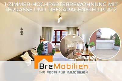 1-Zimmer-Hochparterrewohnung mit Terrasse und Tiefgaragenstellplatz