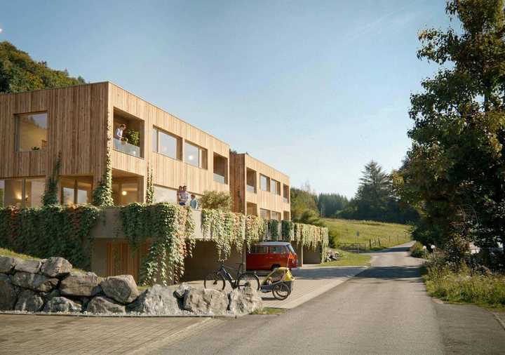 Neubau - Vollholz Doppelhaus mit 146 m² - in Langen bei Bregenz, beliebte Wohnlage, Baubeginn erfol