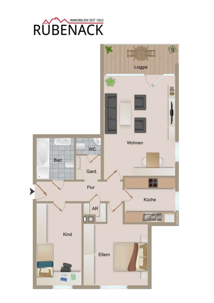 Immobilie in Nienburg/Weser - Gut geschnittene 3-Zimmer-Wohnung in zentraler Stadtlage - zu Selbstnutzung oder Kapitalanlage - Bild 3