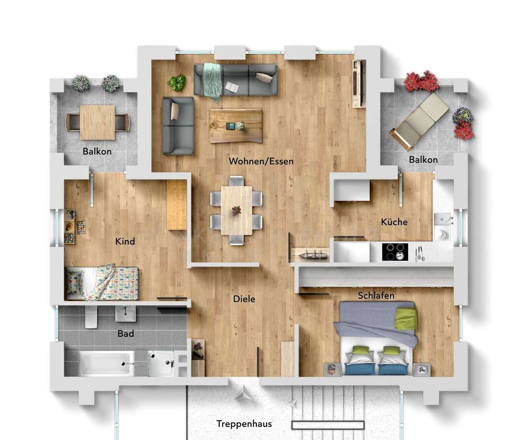 Immobilie in Rietberg - Gepflegte 3-Zimmer-Wohnung in der 1. Etage mit zwei Balkonen in Rietberg! - Bild 2