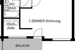 Modernisierte, helle 1-Zimmer-Wohnung mit Kochzeile und Süd-Balkon in Stuttgart-Münster