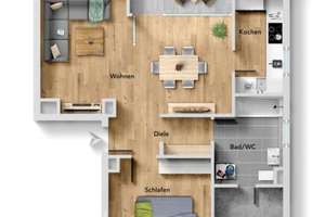 Attrakitves Angebot! Interessante 2,5 Zimmer-Wohnung mit Dachterrasse! – Die vollständige Adresse der Immobilie erhältst du vom Anbieter., 70567 Möhringen-Ost, Stuttgart – Vorschaubild 3