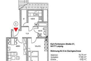 DG-Apartment zum fairen Preis* 2 Zimmer m. Laminat, EBK, Abstellraum ...! – Karl-Ferlemann-Straße 51, 4177 Altlindenau, Leipzig – Vorschaubild 4