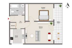 ERSTBEZUG NACH SANIERUNG - 2-Zi.-Wohnung mit Weitblick in Augsburg – Die vollständige Adresse der Immobilie erhältst du vom Anbieter., 86161 Wolfram-und Herrenbachviertel, Augsburg – Vorschaubild 10