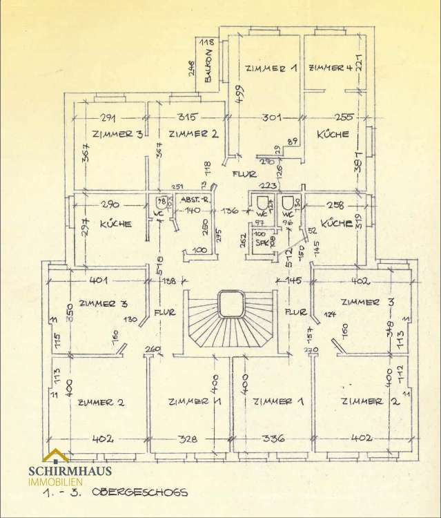 Grundriss 1. - 3. Obergeschoss