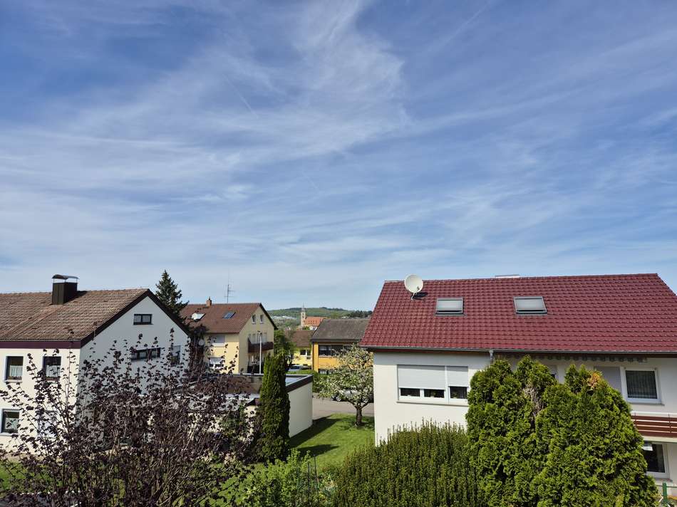 Blick vom Balkon auf Kirchturm