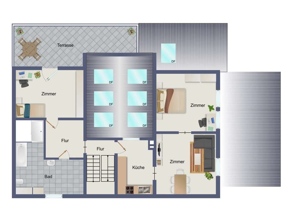 Grundriss OG DG visualisiert