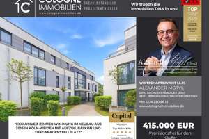 EXKLUSIVE 3-ZIMMER WOHNUNG IM NEUBAU AUS 2016 IN KÖLN-WEIDEN MIT AUFZUG, BALKON, STELLPLATZ