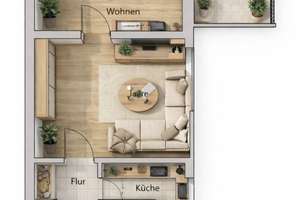 Attraktive 2-Zimmer-Wohnung im Innenhof, stilvoll und leerstehend