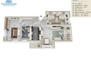 3,5 Zimmer Wohnung + 2 Balkone in ruhiger City-Lage Stuttgart-West, Fahrstuhl + Keller + Waschraum – Rotebühlstraße 160, 70197 Hasenberg, Stuttgart – Vorschaubild 20
