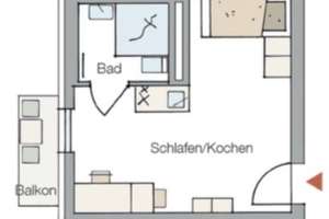 1-Zimmer Appartement  im 2. OG mit moderner Ausstattung in Erlangen-Süd – Anton-Bruckner Str. 1, 91052 Röthelheim, Erlangen – Vorschaubild 2