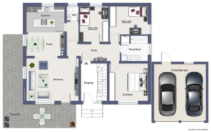 Grundriss EG beispielmöbliert