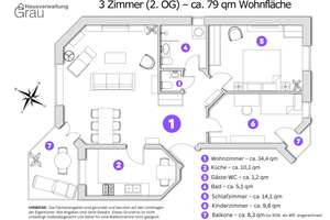Gut geschnittene 3-Zimmer-Wohnung im 2. OG mit schönem Balkon in sehr gepflegter grüner Wohnanlage – Herzog-Ferdinand-Straße 13, 85456 Wartenberg – Vorschaubild 12