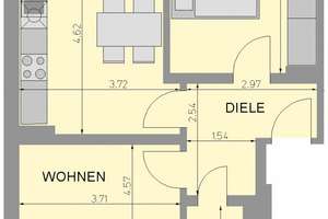 Renovierte 2-Raum Wohnung mit Balkon und Blick in begrünten Innenhof