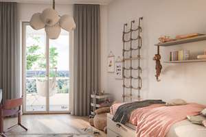 3-Zi.-Whg. mit großzügigem, umlaufendem Süd-West-Balkon, offener Küche u. 2 Bädern – 81735 Waldtrudering, München – Vorschaubild 3