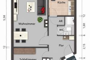 2,5-Zimmer Wohnung mit Balkon, Keller und EBK direkt am Horner Park