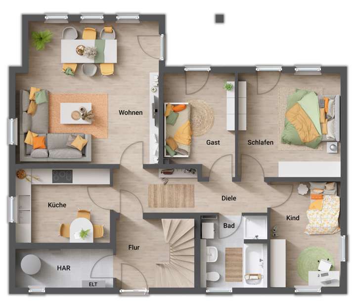 Beispiel EG  Zweifamilienhaus