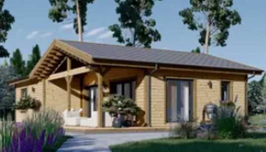 Bild von Fertighaus aus Holz (isoliert) 63 m² Wohnfläche