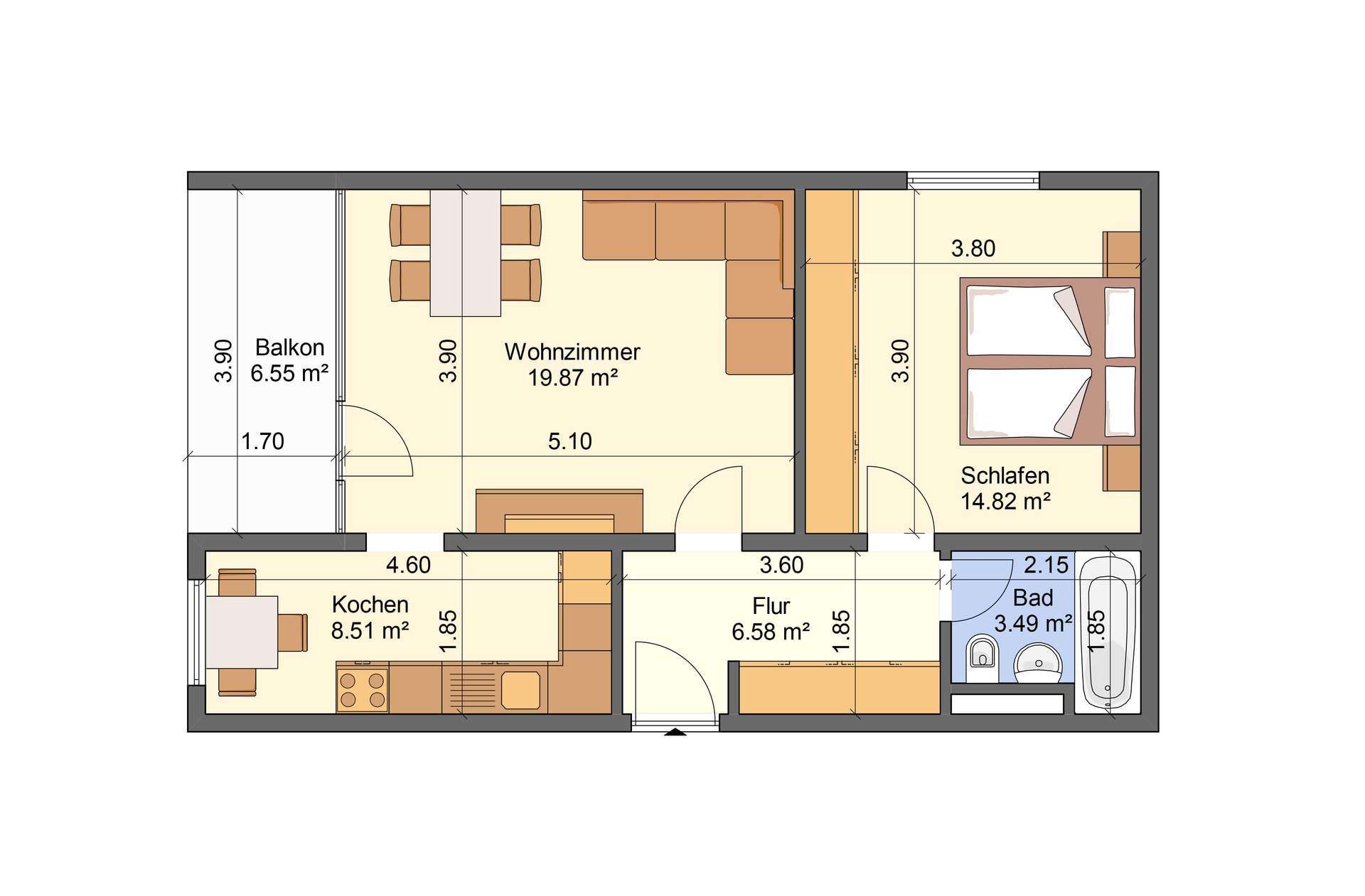 Hinrichsring, Kapitalanlage in der List: vermietete 2-Zimmerwohnung mit Balkon und TG-Stellplatz, Hannover – Bild 2