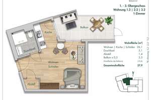 1-Zimmer Neubauwohnung mit Sonnenbalkon in Südausrichtung auf der ruhigen Gartenseite – Rather Broich 154, 40470 Rath, Düsseldorf – Vorschaubild 8