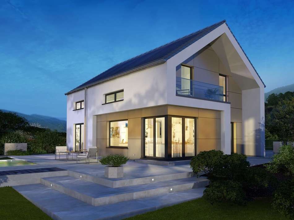 Ansicht Garten Abend Trespa