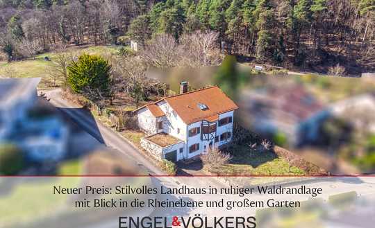 Neuer Preis: Stilvolles Landhaus in ruhiger Waldrandlage mit Blick in die Rheinebene und großem Gart